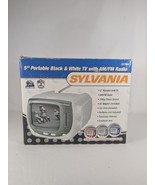 Sylvania SRT069 5” Portable Black &amp; White BW TV With AM/FM Radio (NO AC ... - $24.99