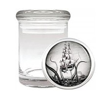 Gigantic Octopus Kraken D8 Medical Glass Jar 3&quot; X 2&quot; Herb &amp; Spices Scary Sea Mon - $10.95