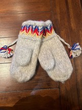 Winter Mittens, Handmade in Sweden, Gray with blue red and yellow highlights - £31.01 GBP