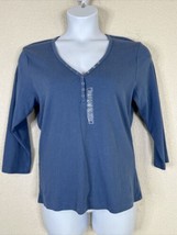 NWT Old Navy Womens Size XXL Blue Henley V-neck Snap Shirt 3/4 Sleeve - £8.55 GBP