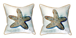 Pair of Betsy Drake Betsy’s Starfish Large Pillows 18 Inch X 18 Inch - £71.21 GBP