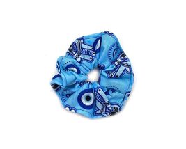 Evil Eye Hamsa Hand Pattern Soft Cotton Elastic Scrunchie Hair Tie - Womens Fash - £9.40 GBP