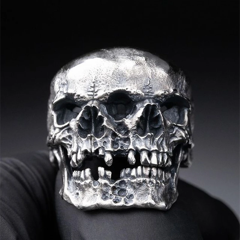 Unique Gothic Mens Skull Ring 316L Stainless Steel Rings for Men Skeleton Biker  - £13.10 GBP