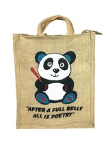 Handblock Love Food Printed Jute Tote Handbags for Travel Multipurpose s... - £6.99 GBP