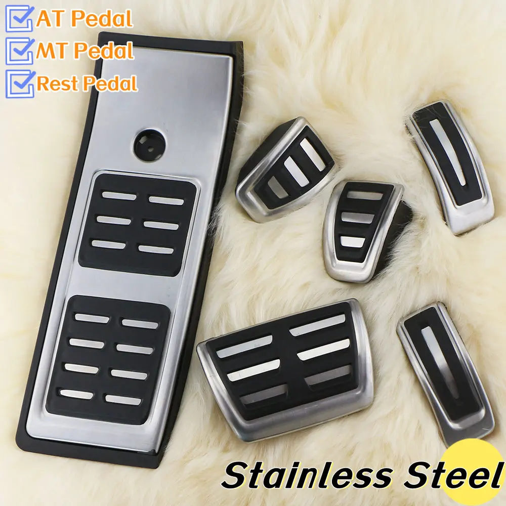 Stainless steel car foot pedals for audi q5 80a 2018 2019 2020 2021 2022 fuel brake thumb200