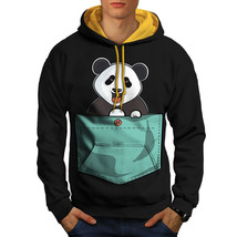 Wellcoda Cute Lil Panda Mens Contrast Hoodie, Pocket Bear Casual Jumper - £30.92 GBP