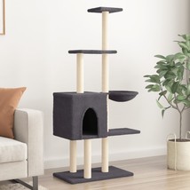 Cat Tree with Sisal Scratching Posts Dark Grey 145 cm - £29.04 GBP