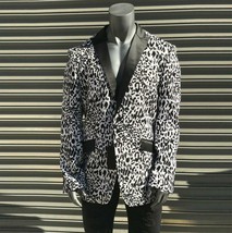 Men’s Black-White Leopard Fashion Prom | Wedding | Tuxedo | Blazer | Jacket - £158.49 GBP