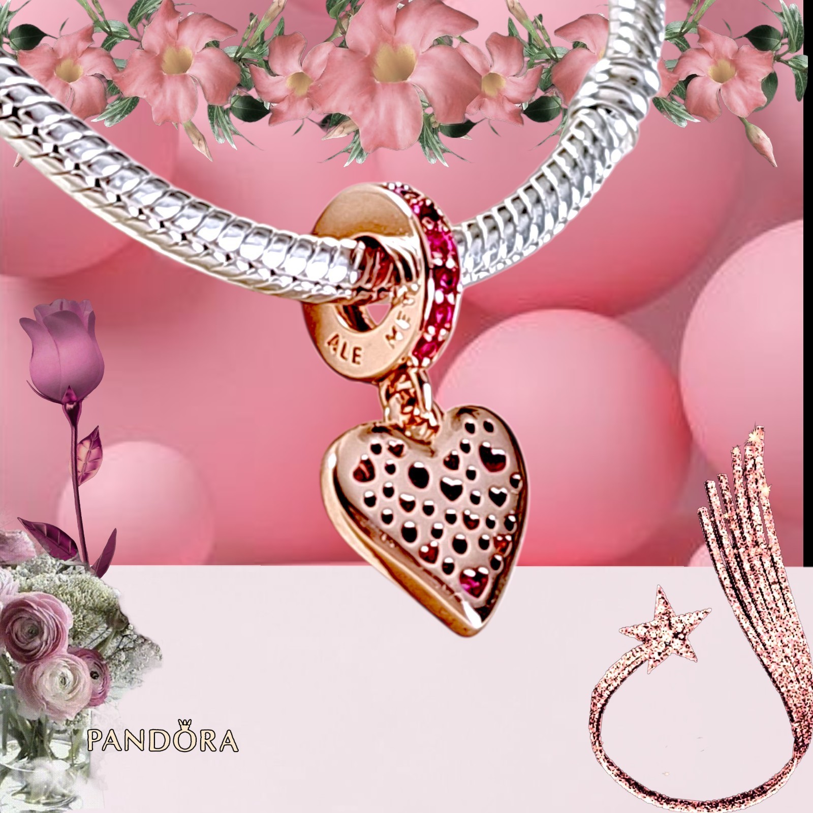 Pandora Charm, Rose Gold Plated Red Freehand Heart  #789565C01 US SELLER  Item image 3