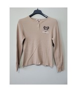 Harley Davidson Waffle Knit Henley Snap Shirt Womens L Beige USA Vtg Lon... - €17,31 EUR