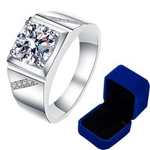 Real Moissanite Ring For Men 925 Sterling Silver 2 Crt Round Brilliant Diamonds  - £84.97 GBP