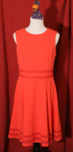 Calvin Klein Women&#39;s 10 Sleeveless Mesh Corded Detail Flare Pink -  Coral Dress - £25.93 GBP