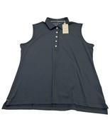 Peter Millar Top Womens XL Black Perfect Fit Active Polo Sleeveless UPF ... - $48.36 CAD