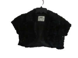 Justice Black Faux Fur  Sequin Open Vest Size 10 Crop Vest Short Sleeve - £8.70 GBP