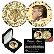 Donald Trump 45th President Color Liberty Proof 1oz Golden Medallion Coin w/ BOX - £13.21 GBP