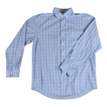 Men&#39;s Izod Light Blue Checkered Long Sleeve Button Front Shirt Large - £10.81 GBP