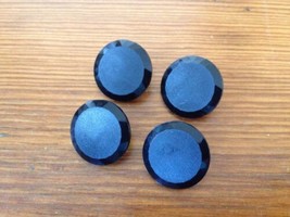 Lot of 4 Vintage Mid Century Black Plastic Faceted Edge Shank Buttons 2cm - £8.00 GBP