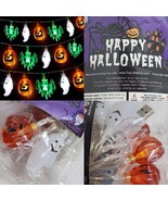 Halloween String Lights USB  Battery Ghosts Bats Pumpkins 17 ft, 30 Lights - £9.32 GBP