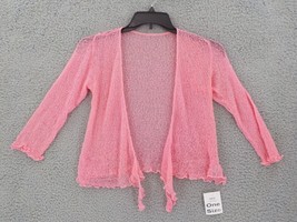 Favant Ladies Knitted Shawl Wrap One SZ Petite Pink Front Tie Delicate Jacket - £7.81 GBP