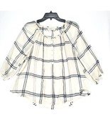 ABERCROMBIE Peasant Top S Ivory Navy Plaid Babydoll Swing Hippie Cottage... - £22.43 GBP