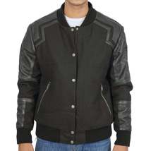 Boston Harbour Alexander Varsity Black Leather/Wool Jacket for Men - £67.12 GBP+