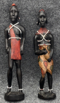African Art Sculptures Handmade Folk Kenya East Africa lot of 2 Man Women - £37.35 GBP