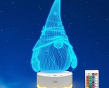 Gnome 3D Illusion Night Light For Kids, 3D Optical Usb Led Light With Re... - $43.69