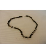 Vintage Black, White, Brown Stones Choker Necklace 17.5&quot; Long - £27.54 GBP