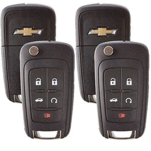 Set Of 2 Chevrolet Flip Remote Key 2010-2017 5 Buttons Chevy LOGO USA Se... - $30.00