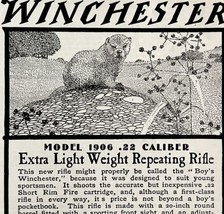 1906 Winchester .22 Caliber Rifle Advertisement Firearms Ephemera 5.5 x 6&quot; - £15.02 GBP