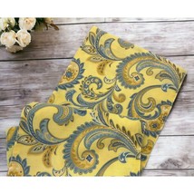 Handmade Paisley Table Runner 65&quot; Center Opening Yellow Blue Floral Feat... - $30.89