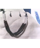 Multi Color Faceted Crystal Bead 3 Strand Necklace set Black Purple Clear - $380.79 MXN