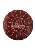 Moroccan leather pouf, round pouf, berber pouf, Redwood pouf with Beige ... - £54.13 GBP