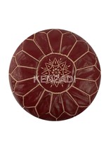 Moroccan leather pouf, round pouf, berber pouf, Redwood pouf with Beige ... - $1,292.69 MXN