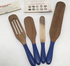 Mad Hungry 4 Piece Spurtle Set In Acacia  and Blue Silicone Handles, New - $455.89 MXN