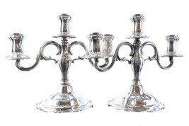 Mid Century Camusso Water Lily Sterling Candelabra Pair - $1,480.05
