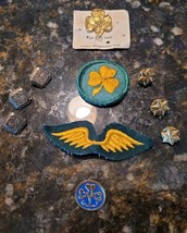 Vtg Assortment Girl Scout Brownie Pins Badges Patch Gold Wings Eagle Clover Lot - £15.73 GBP