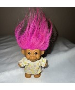 RUSS 3&quot; Troll Doll - Pink Hair - Flower Print Sress - £8.09 GBP