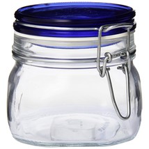 Bormioli Rocco Fido Square Jar with Blue Lid, 17-1/2-Ounce - £20.53 GBP