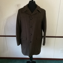 Vintage Niagara Outerwear Heavy Wool Coat Plaid Lining Sz 38 Olive - £77.15 GBP