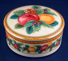 Mikasa Christmas Holiday Fruit Trinket Jewelry Gift Round Box - £9.34 GBP