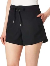 Nautica Women&#39;s 4.5&quot; Stretch Quick Dry Board Short Swimsuit Bottom, Black, XL - £23.74 GBP