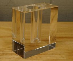 Retro MCM Tizo Crystal Paperweight Block Cubic Paperweight Bud Vase - $28.70