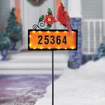 Home Address Yard Stake Sign Solar Powered Cardinal Poinsettia Address Marker - £17.44 GBP