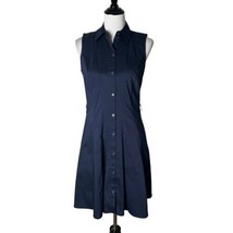 New York &amp; Company Navy Blue Midi Dress Belted Button Front Sleeveless S... - £19.38 GBP