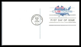 1964 US FDC Postal Card - UX50, 4c Customs, Washington DC T10 - $2.72