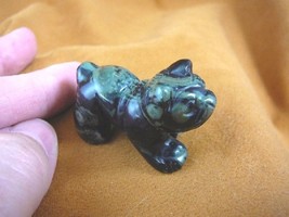 (Y-DOG-EB-554) green black BULLDOG bull dog carving FIGURINE gem stone l... - £10.99 GBP