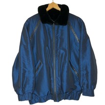 Vintage 80s Women’s Parka Ski Jacket Real Sheared Fur Lined Iridescent Blue L - £276.18 GBP