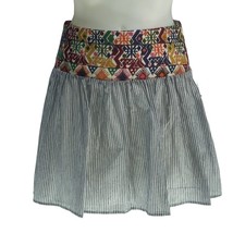 Signature Studio Skirt Boho Embroidered Waist Cotton Striped Mini Women&#39;s Size M - £10.95 GBP