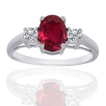 Beautiful 1 7/8 ct Created Ruby &amp; White Sapphire Women&#39;s Ring Sterling Silver - £51.70 GBP